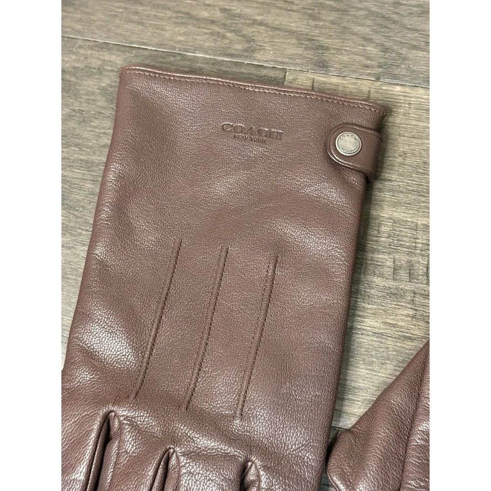 COACH Men's Brown Goat Leather Tech Gloves Size XL